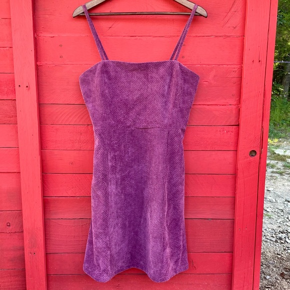 🟥 Kori corduroy spaghetti strap zip side mini dress - Picture 1 of 12